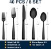 Picture of Black Silverware Set, Umite Chef 60-Piece Stainless Steel Flatware Set Cutlery Set for 12, Fork Spoon Knife Set Eating Utensils Tableware Set for Kitchens, Dishwasher Safe