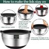 Picture of Umite Chef Mixing Bowls with Airtight Lids, 6 Piece Stainless Steel Metal Bowls, Measurement Marks & Colorful Non-Slip Bottoms Size 7, 3.5, 2.5, 2.0,1.5, 1QT, Great for Mixing & Serving