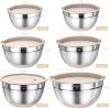 Picture of Mixing Bowls with Airtight Lids Set, 26PCS Stainless Steel Khaki Bowls with Grater Attachments, Non-Slip Bottoms & Kitchen Gadgets Set, Size 7, 4, 2.5, 2.0,1.5, 1QT, Great for Mixing & Serving