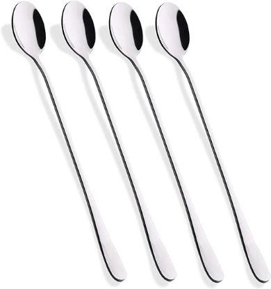 Picture of Hiware 9-Inch Long Handle Iced Tea Spoon, Coffee Spoon, Ice Cream Spoon, Stainless Steel Cocktail Stirring Spoons, Set of 4